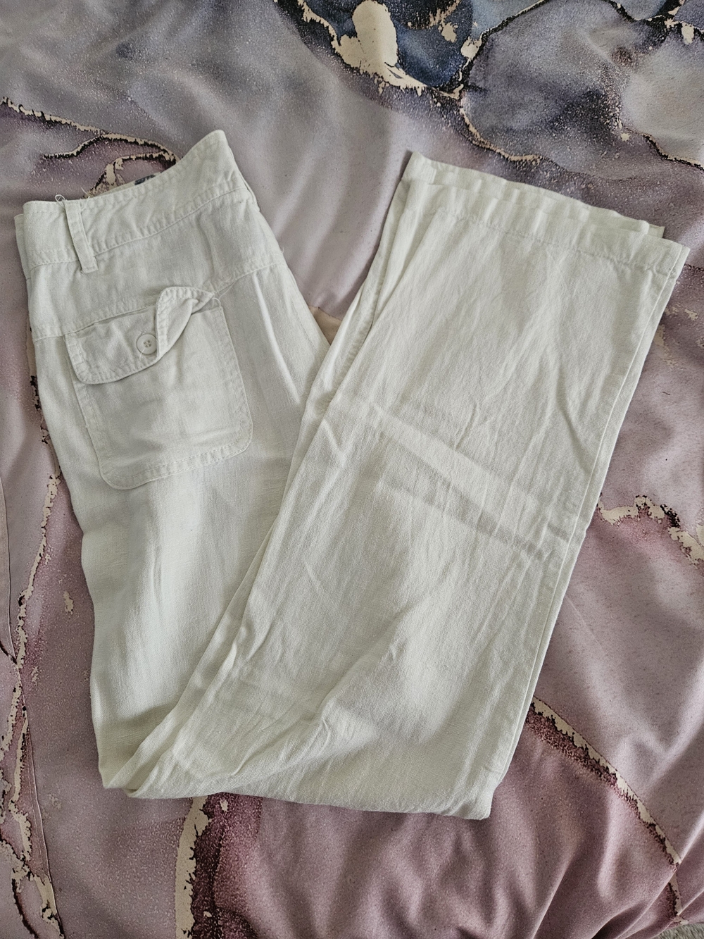 GAP White Women's Linen-Blend Casual Pants